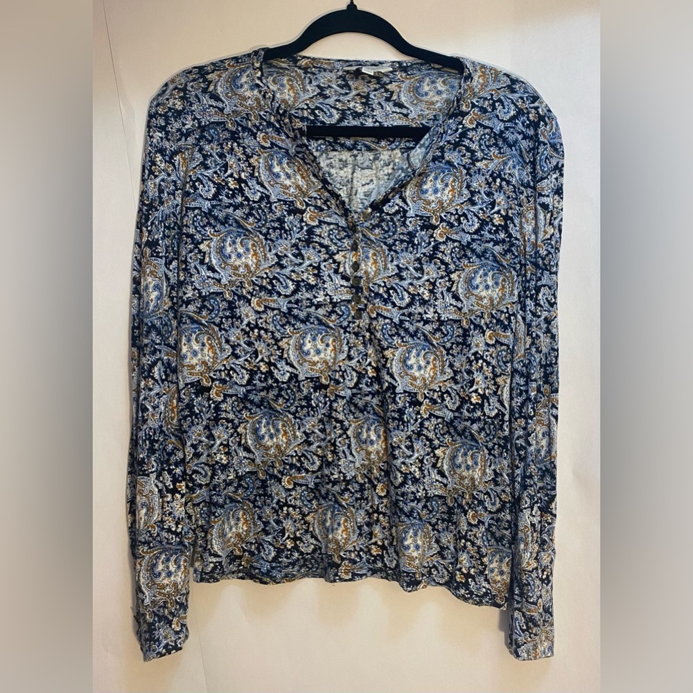 Lucky Brand Women’s Top Long Sleeve Paisley Floral Size Medium‎